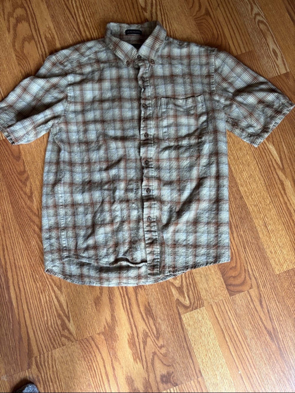 Pendleton Men's Short-Sleeve Plaid Button-Up Shirt - Cream & Brown